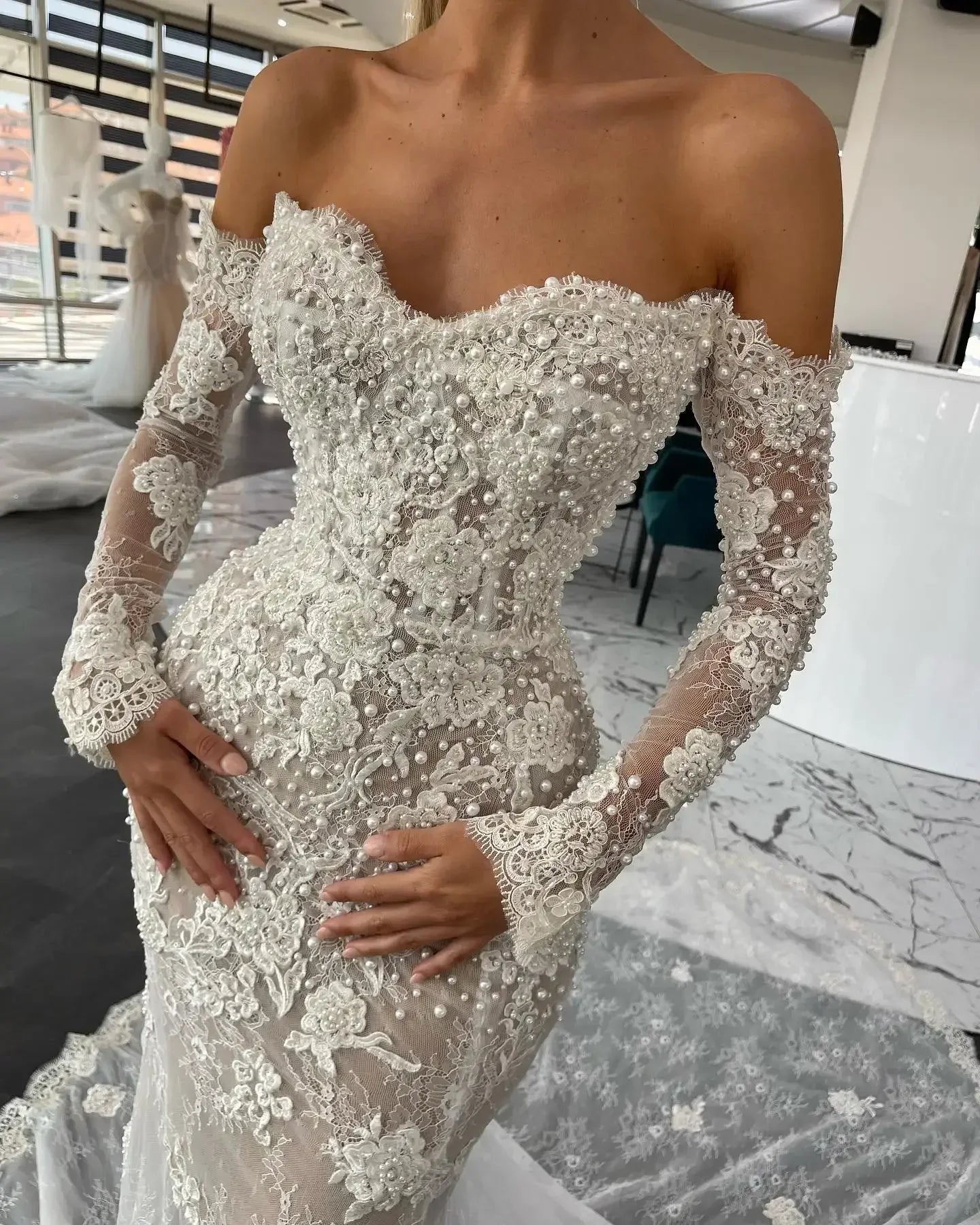 Flavinke Customized Sexy Mermaid Wedding Dresses Sweetheart Beads Appliques Lace Bridal Gowns Made Sweep Train Vestidos De Novia
