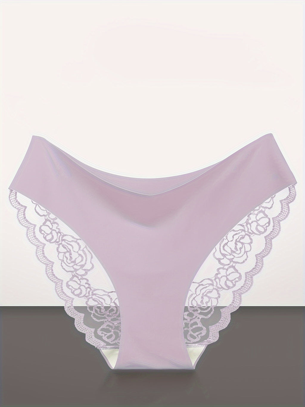 4-Pack Women's Seamless Lace Trim Sexy Panties, Breathable Nylon, Solid Color, Hipster Style, Knit Fabric, Ladies Underwear, Pajamas, Loungewear