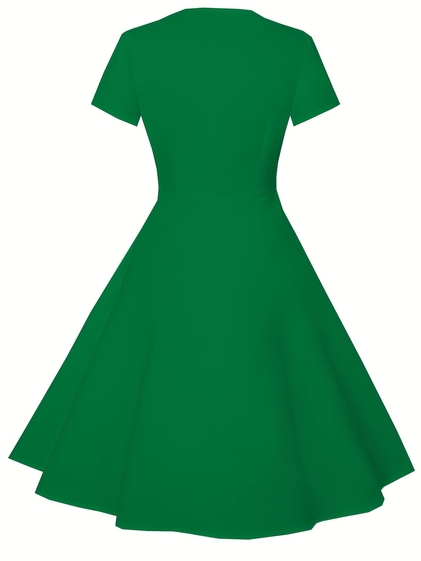 Polka Dot Color Block Button Dress, Elegant Short Sleeve Dress For Spring & Summer, Women's Clothing