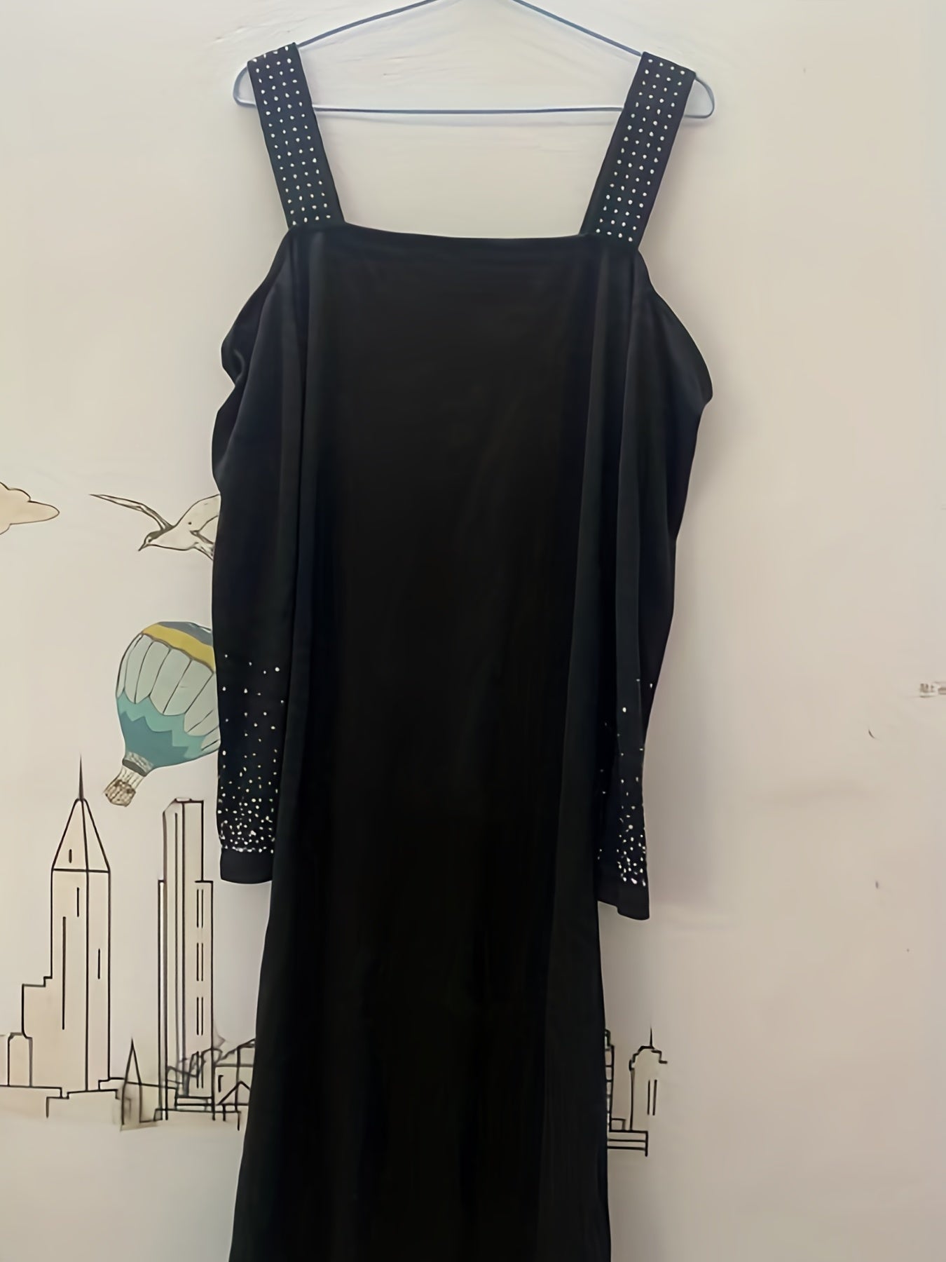 Chic Cold Shoulder Sequined Pencil Dress – Sophisticated Off-the-Shoulder Elegance for Spring/Fall