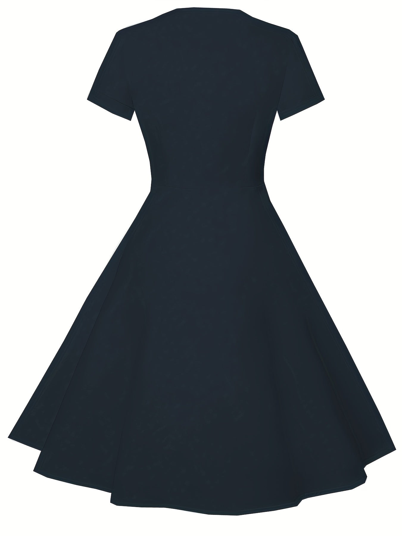 Polka Dot Color Block Button Dress, Elegant Short Sleeve Dress For Spring & Summer, Women's Clothing