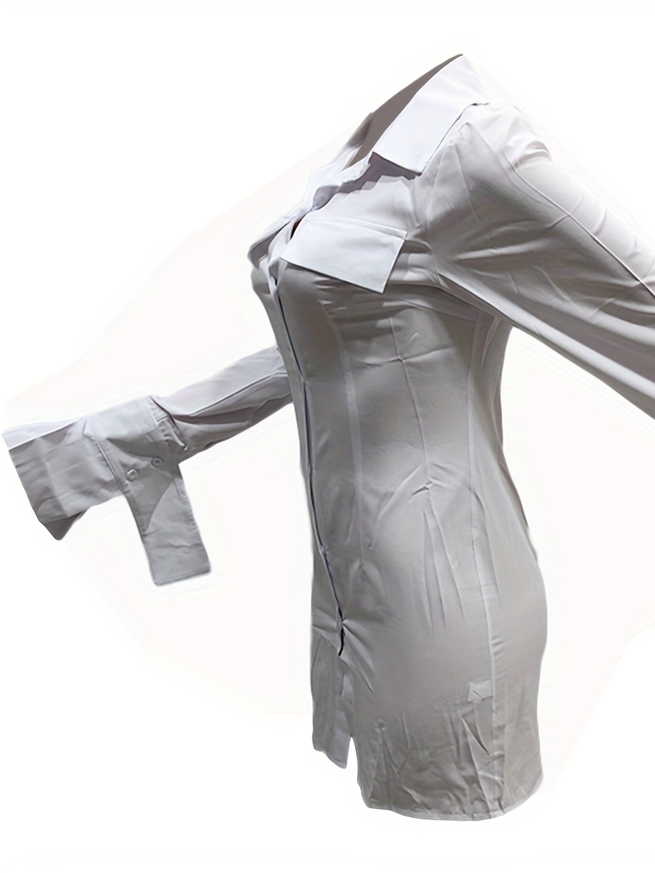 Womens Chic Long Sleeve Button-Up Mini Dress - Flattering Fit & Versatile Design - Trendy Casual Shirt Dress for All-Season Style