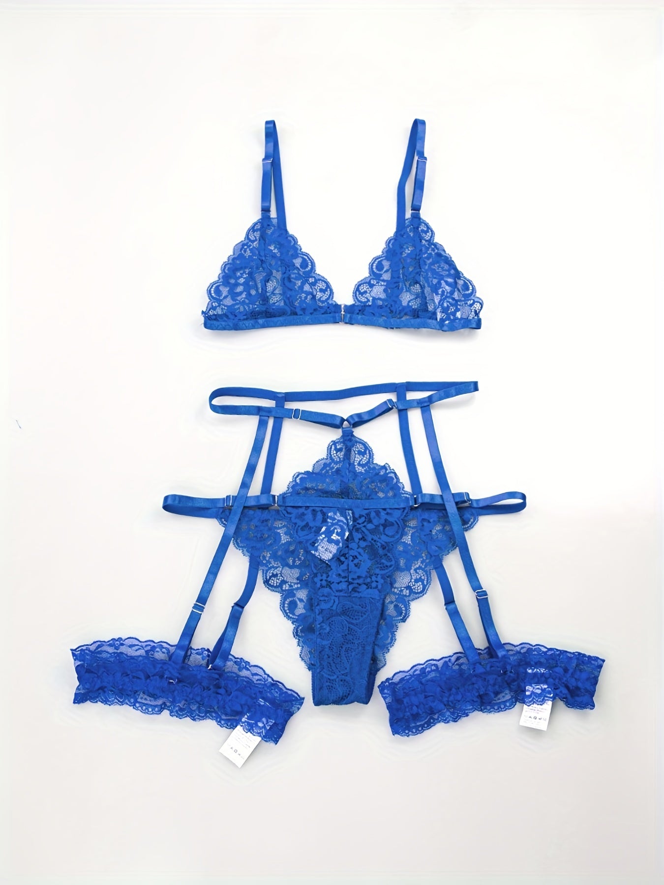Sultry Floral Lace Lingerie Set - Sheer Bra, Garter Belt, G-String, Leg Ring - Women's Sexy Underwear for Confidence Boost