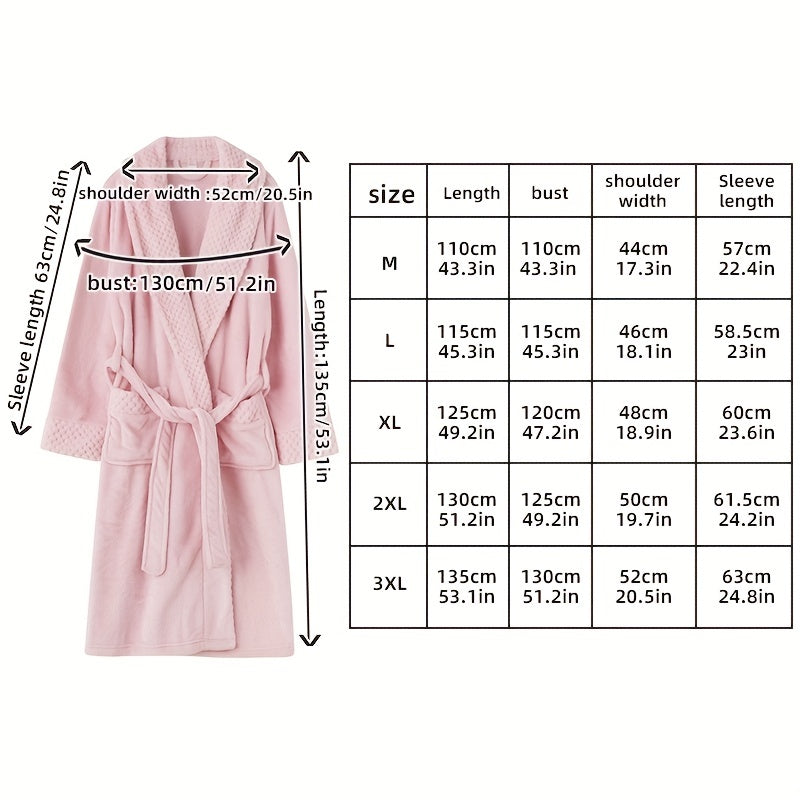 1pc Autumn Winter Flannel Bathrobe, Soft And Skin-friendly Pajamas, Thickened Unisex Nightgown, Warm Long Robe Sleepwear For Home, Bathroom Supplies, Bathroom Accessory