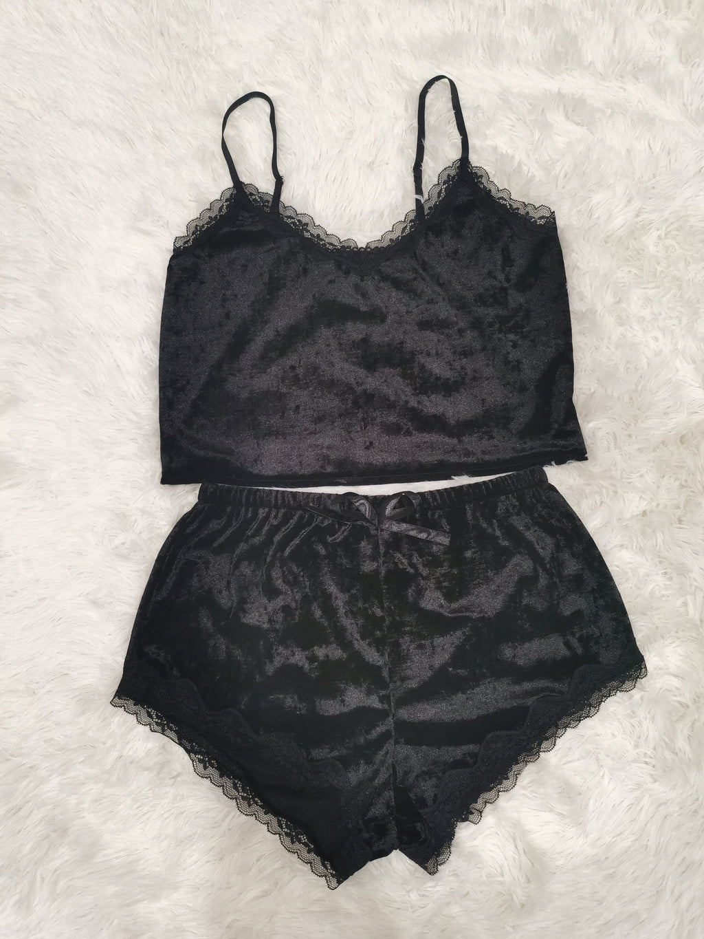Women's Fall Lace Lingerie Halter Shorts Set, Sexy Velvet Pajamas Halter Shorts Set, Women's Casual Pajamas Sexy Pajamas