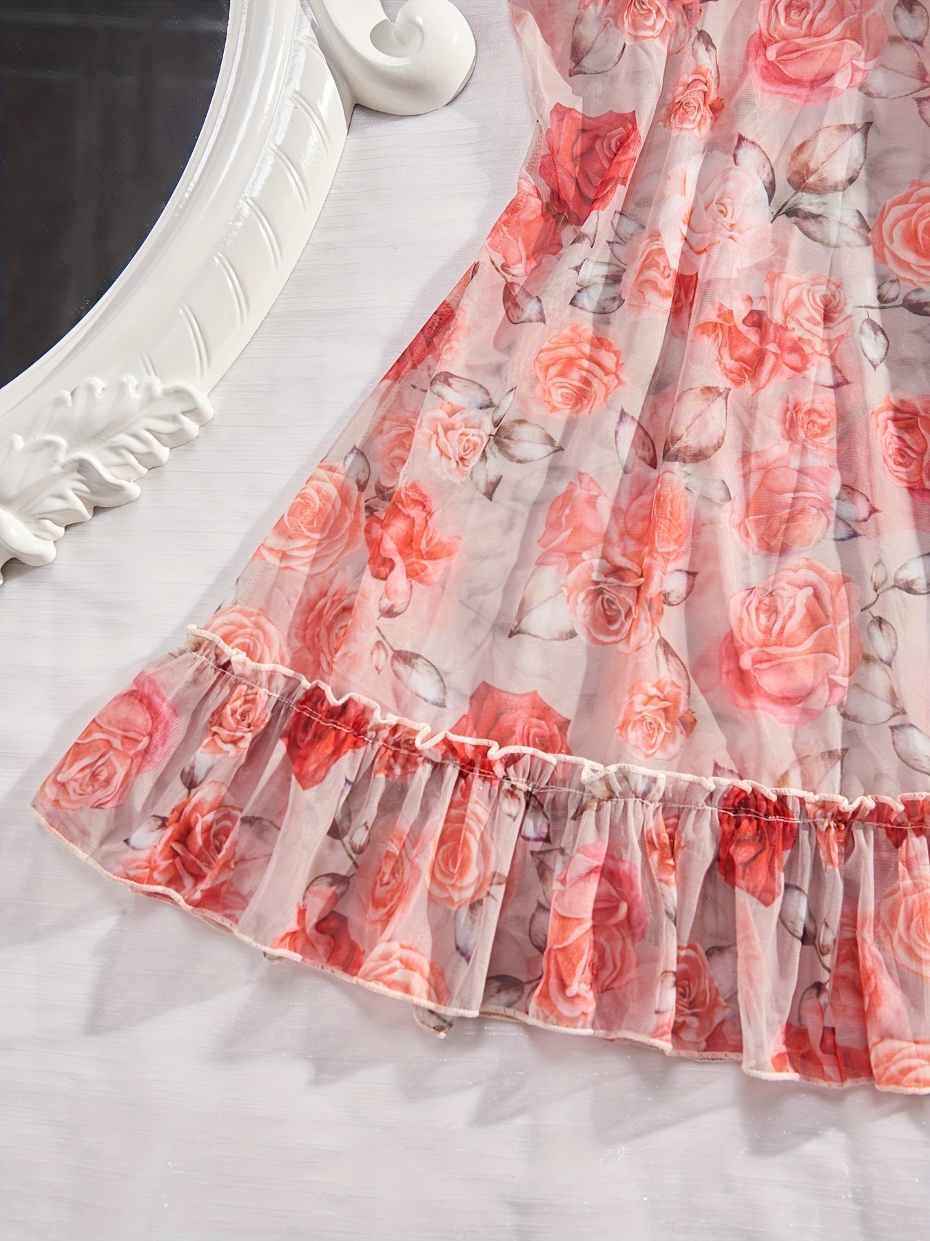 Lace Hollow Out Nightgown, Deep V-backless Bow Nightgown, Orange Women's Pajamas And Dresses