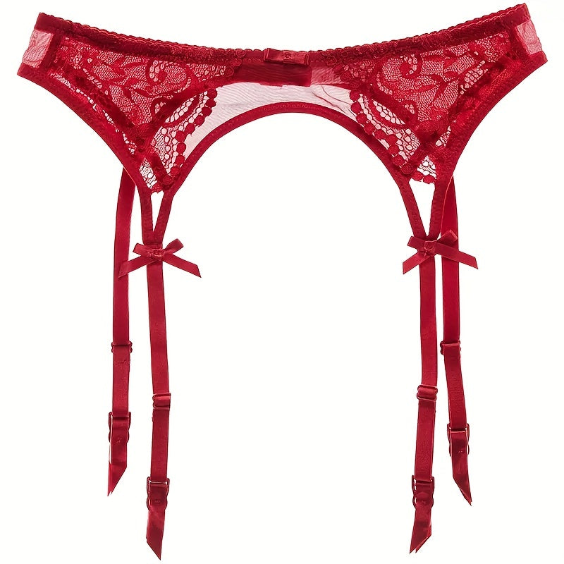 Seductive Floral Lace Garter Belt for Women - Soft Polyamide Knit Fabric, Sheer, Hand Washable, Sexy Lingerie Accessory for Thigh High Stockings