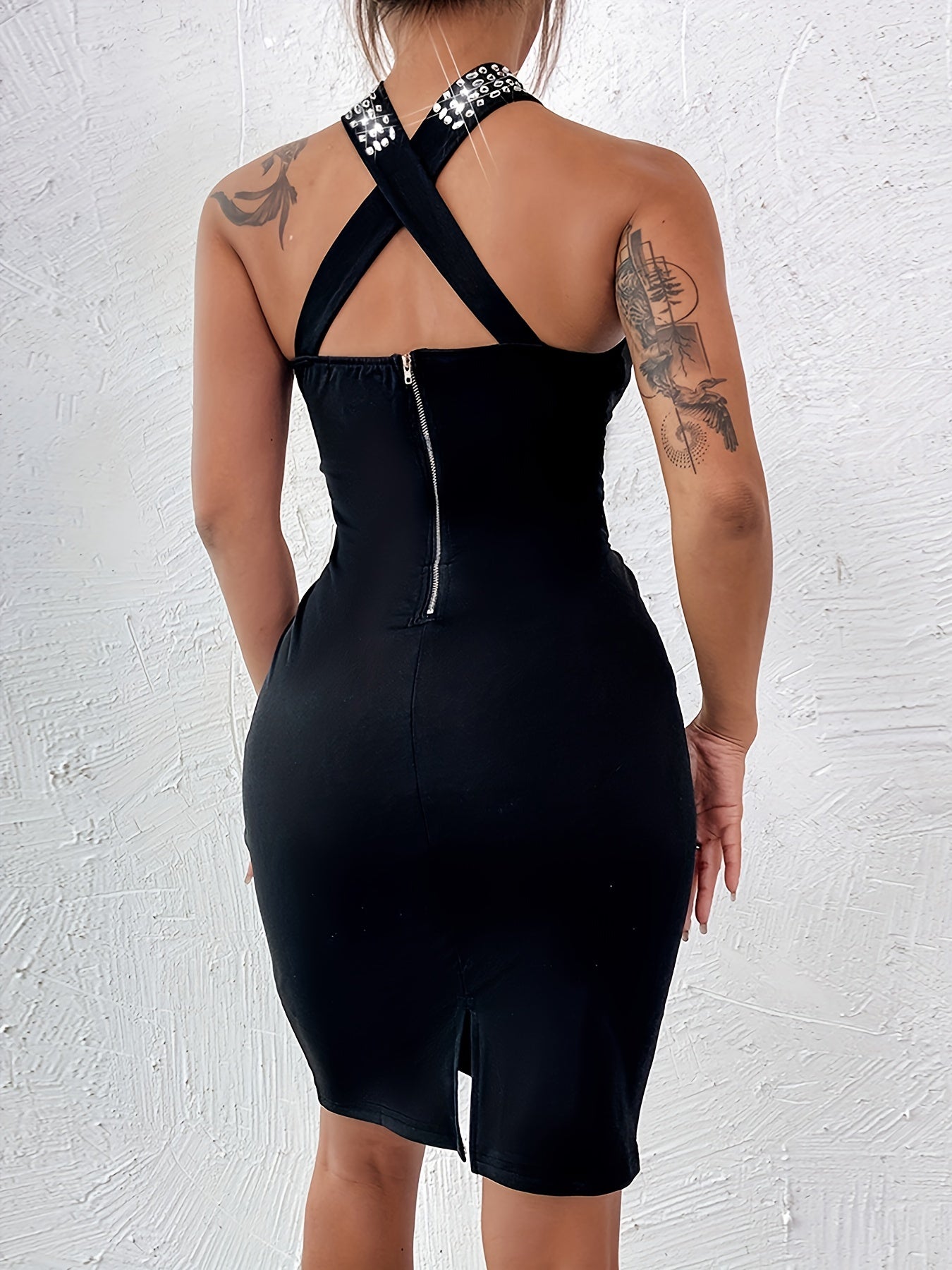 Solid Keyhole Dress, Elegant Bodycon Sleeveless Summer Party Dress, Women's Clothing Wedding/Evening dress/Occasion/Engagement/Ceremony