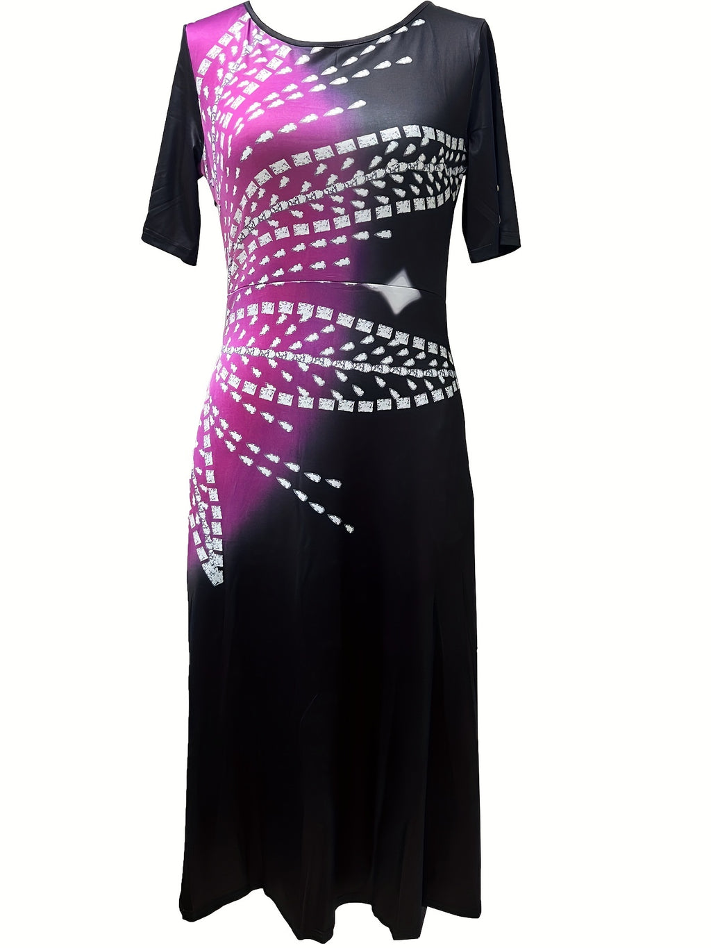 Vibrant Floral Print Half Sleeve Pendulum Dress - Soft Micro Elasticity, Crew Neck, Pocket Details, Machine Washable - Perfect Casual Wear for Women in Spring, Summer, and All Seasons