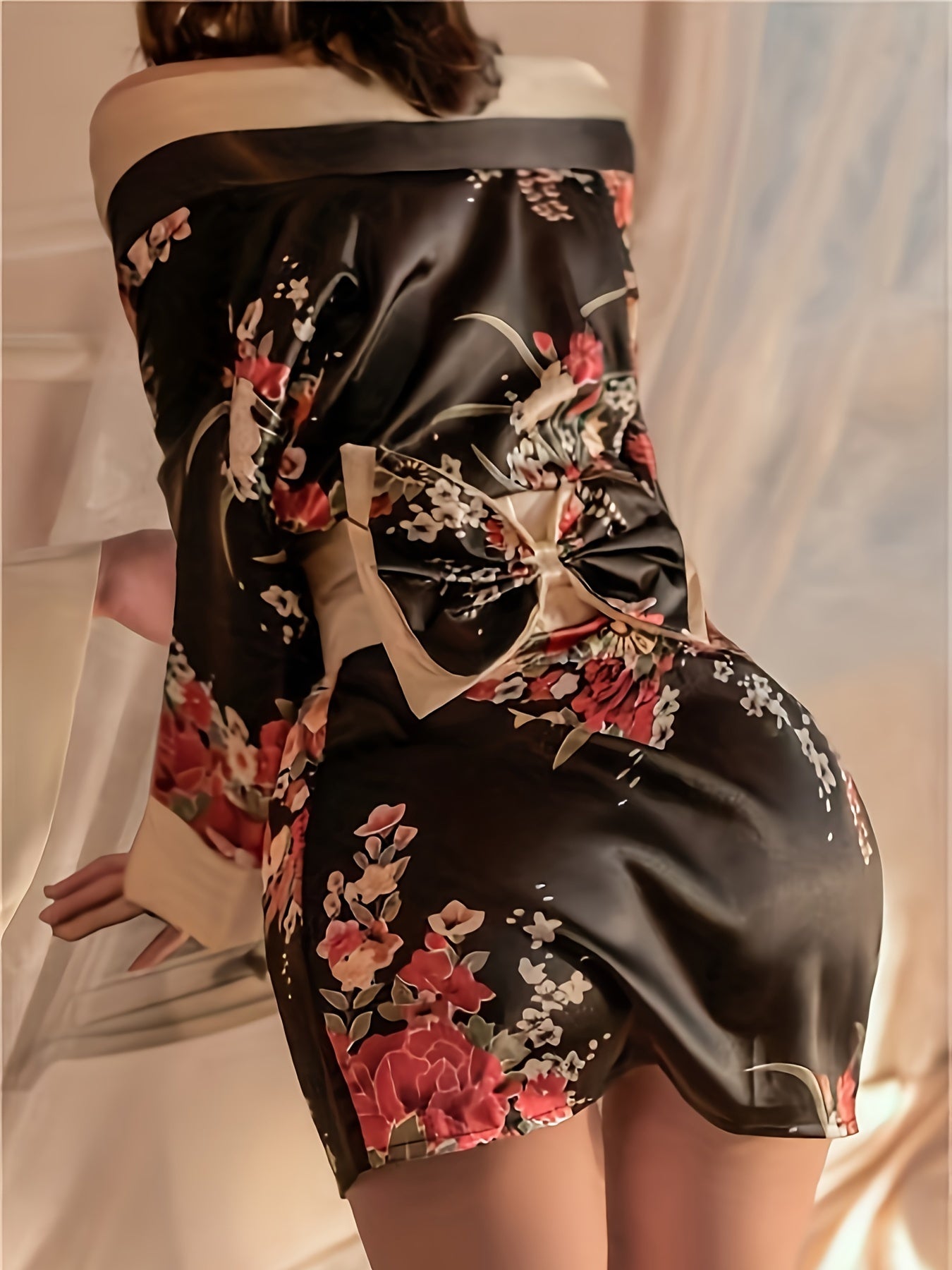 Showa Geisha Kimono Robe Temptation Deep V Private Interest Improved Sexy Cos Nightgown Pajamas Dress