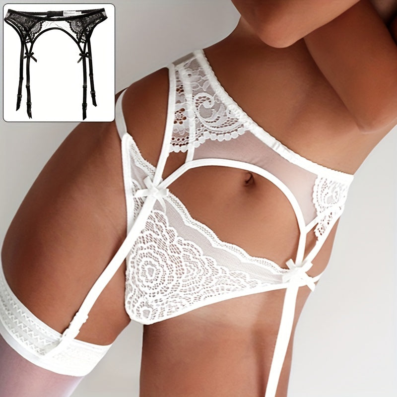 Seductive Floral Lace Garter Belt for Women - Soft Polyamide Knit Fabric, Sheer, Hand Washable, Sexy Lingerie Accessory for Thigh High Stockings