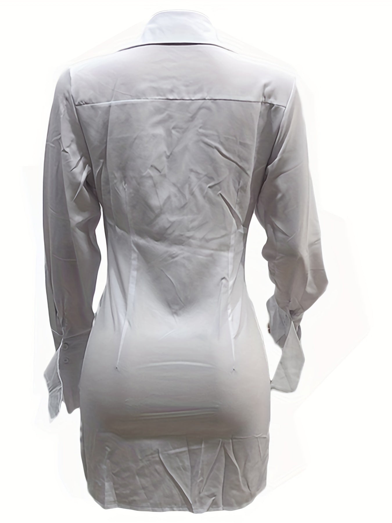 Womens Chic Long Sleeve Button-Up Mini Dress - Flattering Fit & Versatile Design - Trendy Casual Shirt Dress for All-Season Style