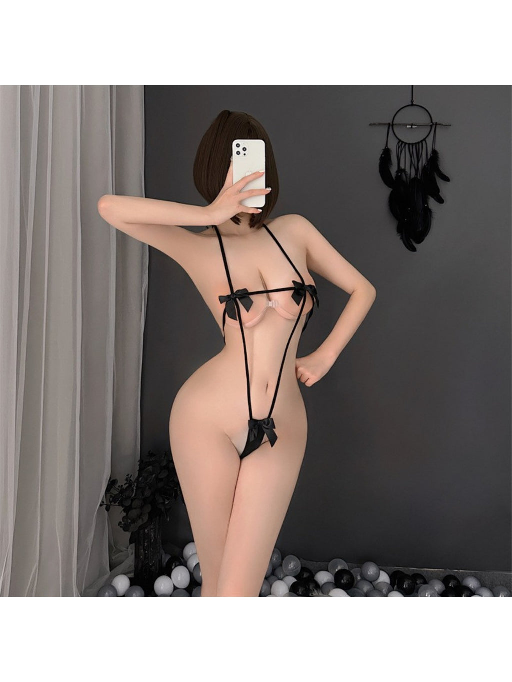 Sexy Lingerie, Sexy Halterneck, Strappy Jumpsuit, Women'S Large Size Open Stall Pajamas, Uniform Suit, Passion-free Suit, Pajamas, Date Supplies