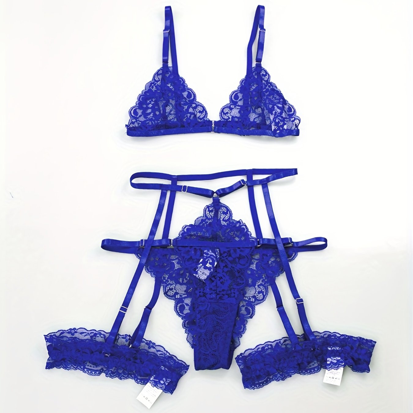 Sultry Floral Lace Lingerie Set - Sheer Bra, Garter Belt, G-String, Leg Ring - Women's Sexy Underwear for Confidence Boost
