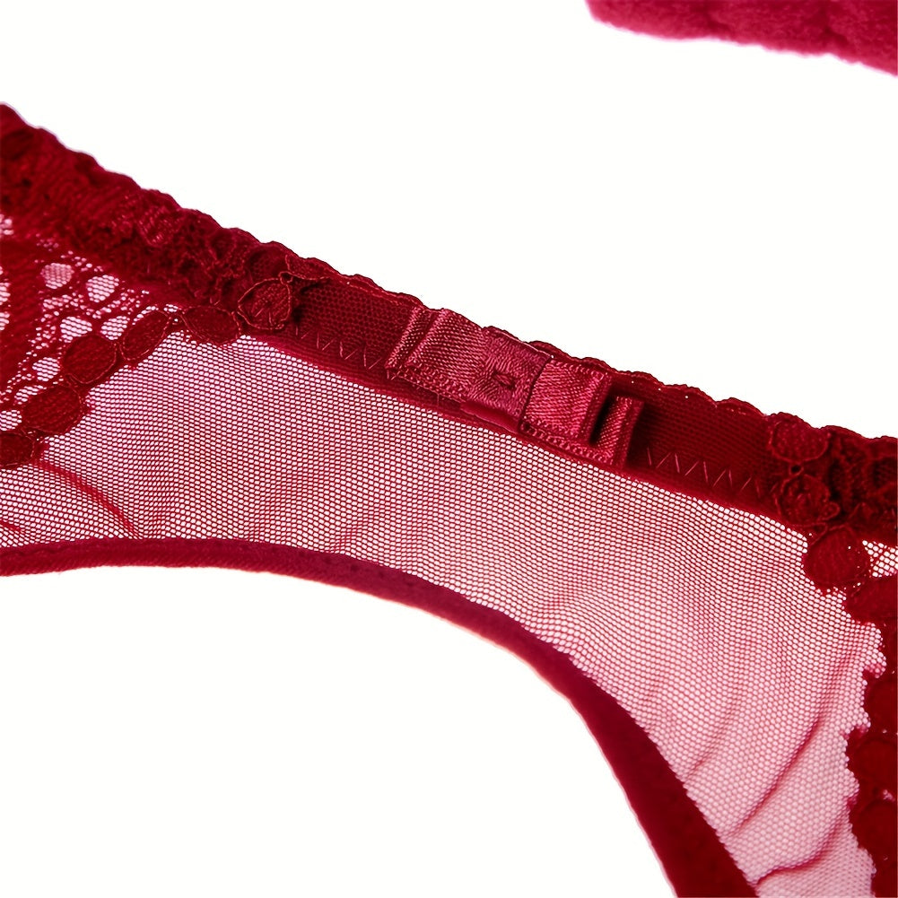 Seductive Floral Lace Garter Belt for Women - Soft Polyamide Knit Fabric, Sheer, Hand Washable, Sexy Lingerie Accessory for Thigh High Stockings