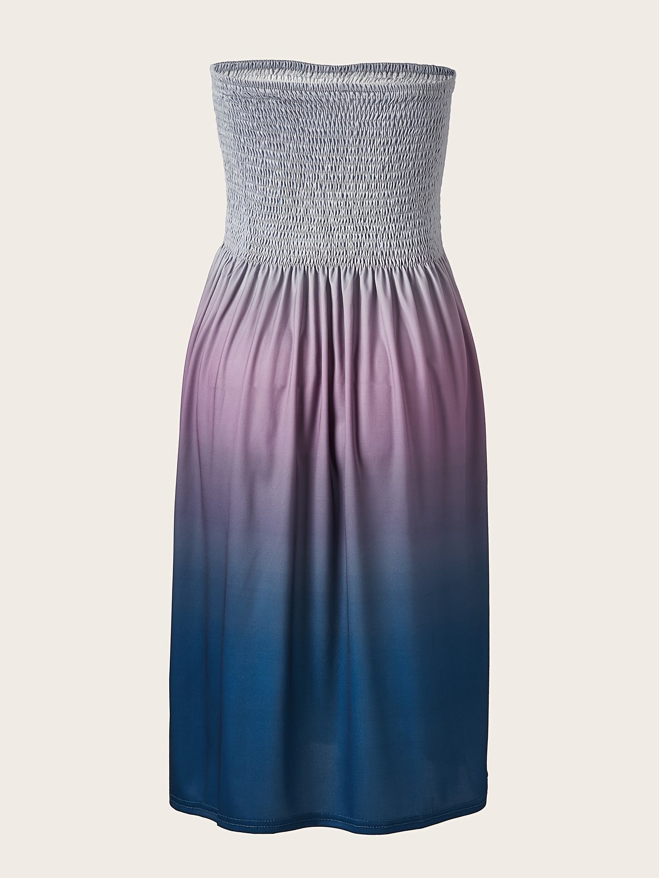 Gradient Off Shoulder Dress, Casual Shirred Sleeveless Tube Dress, Women's Clothing