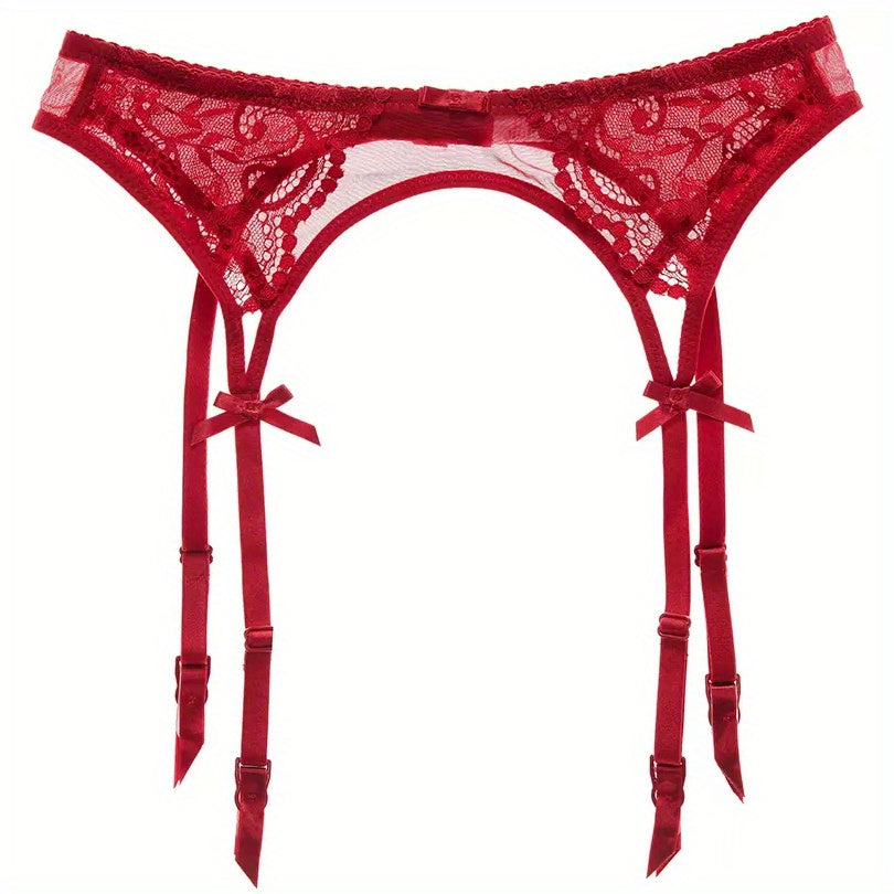 Seductive Floral Lace Garter Belt for Women - Soft Polyamide Knit Fabric, Sheer, Hand Washable, Sexy Lingerie Accessory for Thigh High Stockings