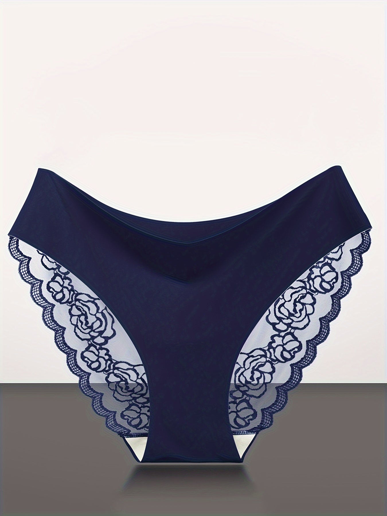 4-Pack Women's Seamless Lace Trim Sexy Panties, Breathable Nylon, Solid Color, Hipster Style, Knit Fabric, Ladies Underwear, Pajamas, Loungewear