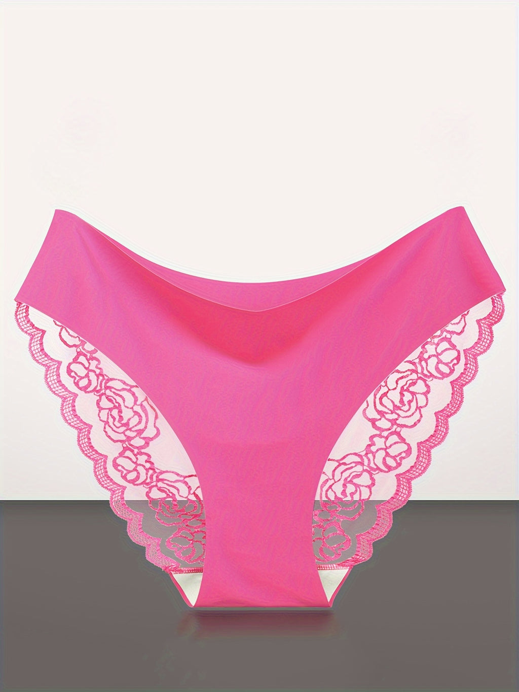 4-Pack Women's Seamless Lace Trim Sexy Panties, Breathable Nylon, Solid Color, Hipster Style, Knit Fabric, Ladies Underwear, Pajamas, Loungewear