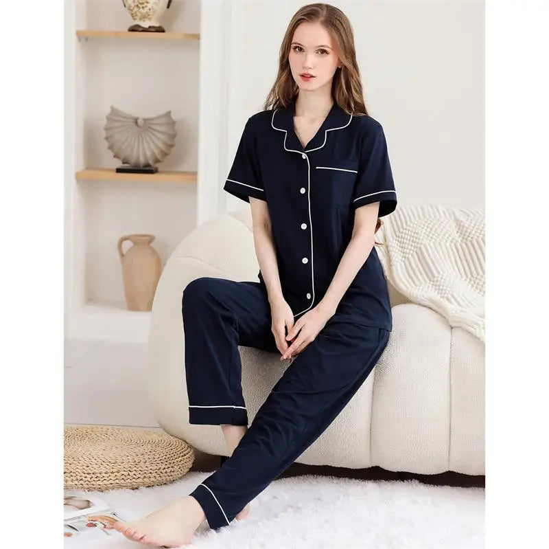 Cotton Loungewear Women Sets Romantic Sleepwear Cotton Pajamas for Women Set