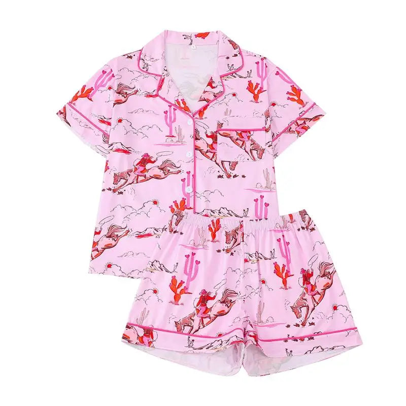 Casual Pajamas for Women Girl Sleepwear Sets Shorts White Plaid Lounge Wear Pajamas