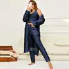 Ladies Sleepwear Set 3 Pcs Matching Pajamas Set 3 Piece Plus Size Soft Pajama Set Women