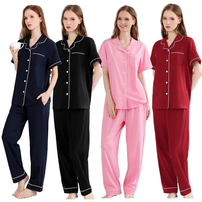 Cotton Loungewear Women Sets Romantic Sleepwear Cotton Pajamas for Women Set