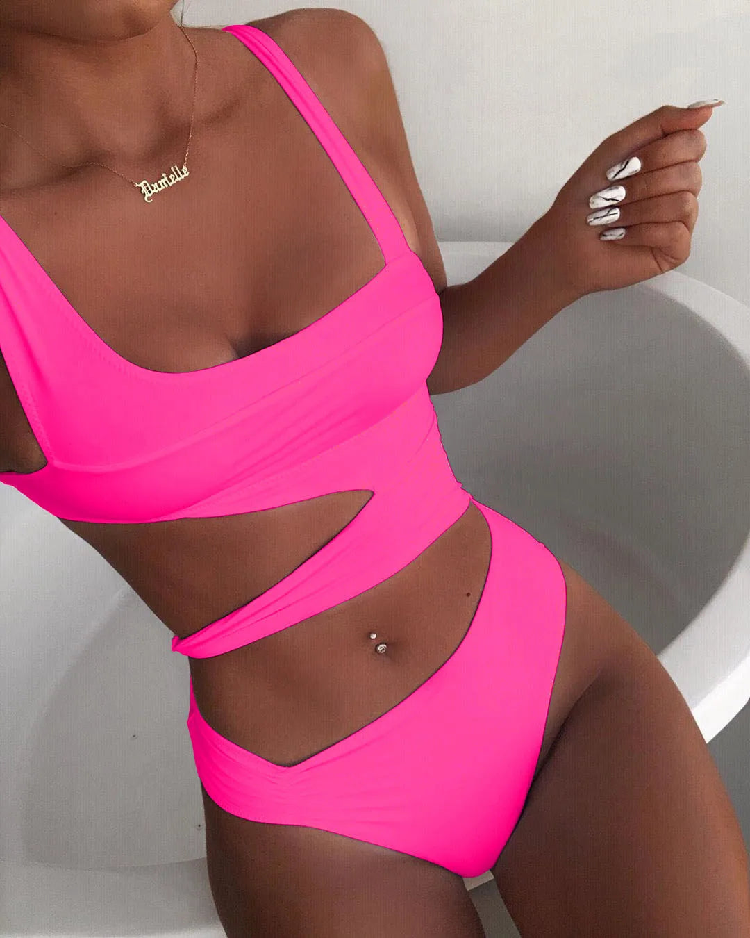 9 Colors Sexy Hollow Swimsuit Skinny One Piece Swimwear Women Maio Biquini Mujer Trikini Banador Monokini Bikini Badpak Femme