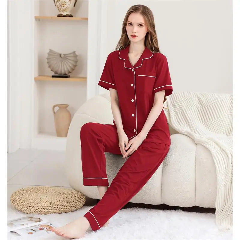 Autumn Loungewear Women Sets Sleepwear Pajamas for Women Set Cotton