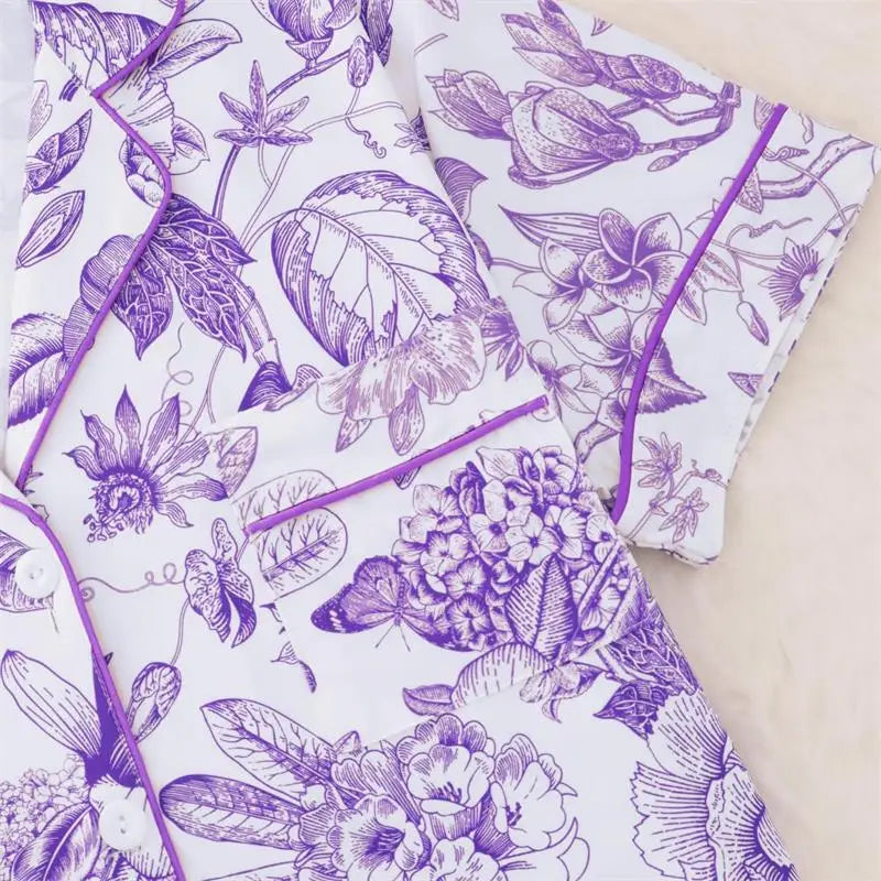 Summer Pyjamas Women Sleepwear Cotton Short Sleeve Pajamas for Women Set