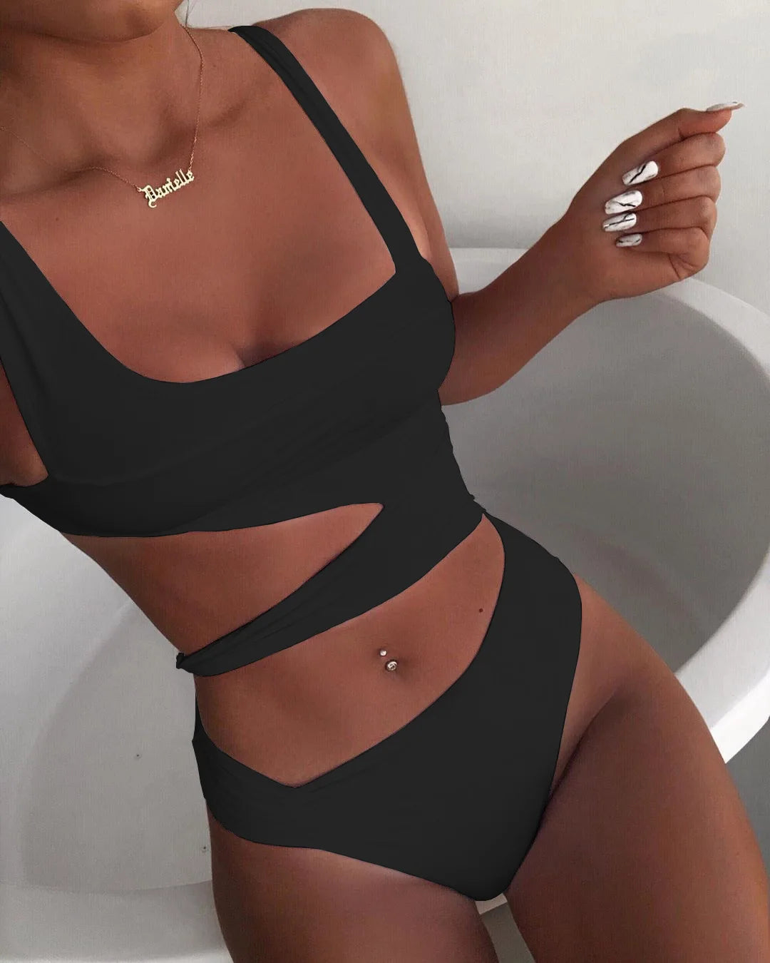 9 Colors Sexy Hollow Swimsuit Skinny One Piece Swimwear Women Maio Biquini Mujer Trikini Banador Monokini Bikini Badpak Femme