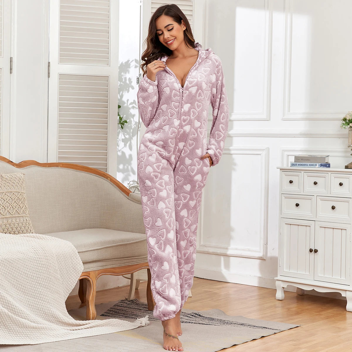 Cheap Wholesale Plush Robe Printed Halloween Sleepwear Unisex Thickened Warm Soft  Flannel Hooded Pajamas Adult Onesie Pajama