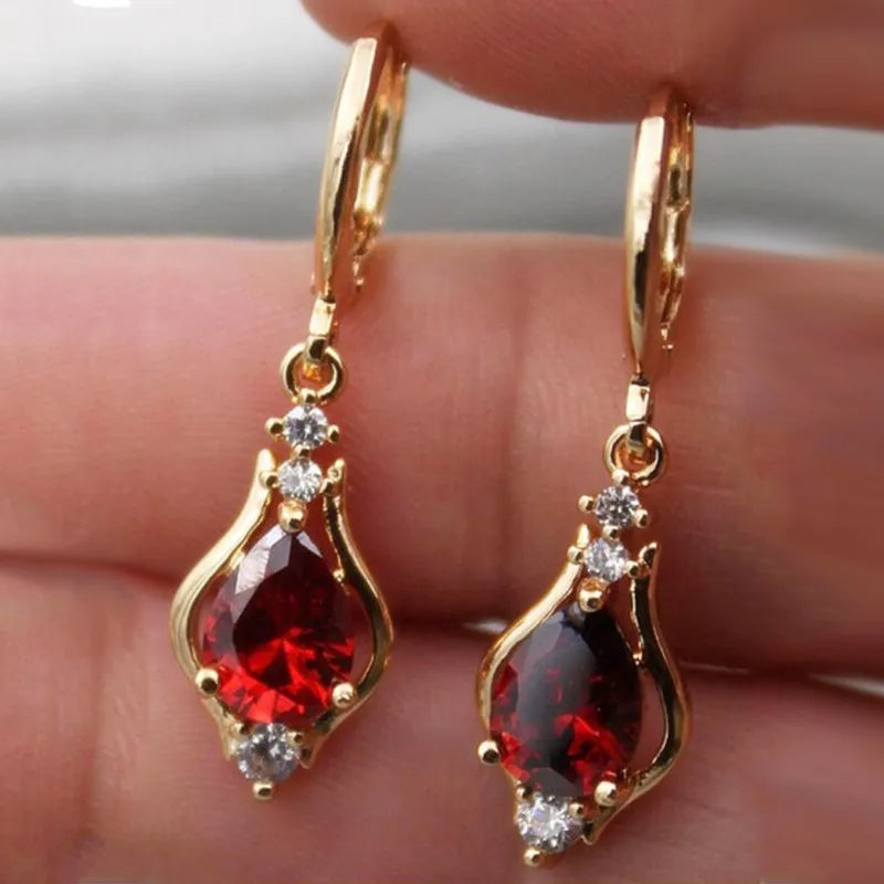 Light Luxury Temperament Accessories Earrings Multi-color Drop-shaped Zircon Earrings for Girls Women Party Elegant Jewelry