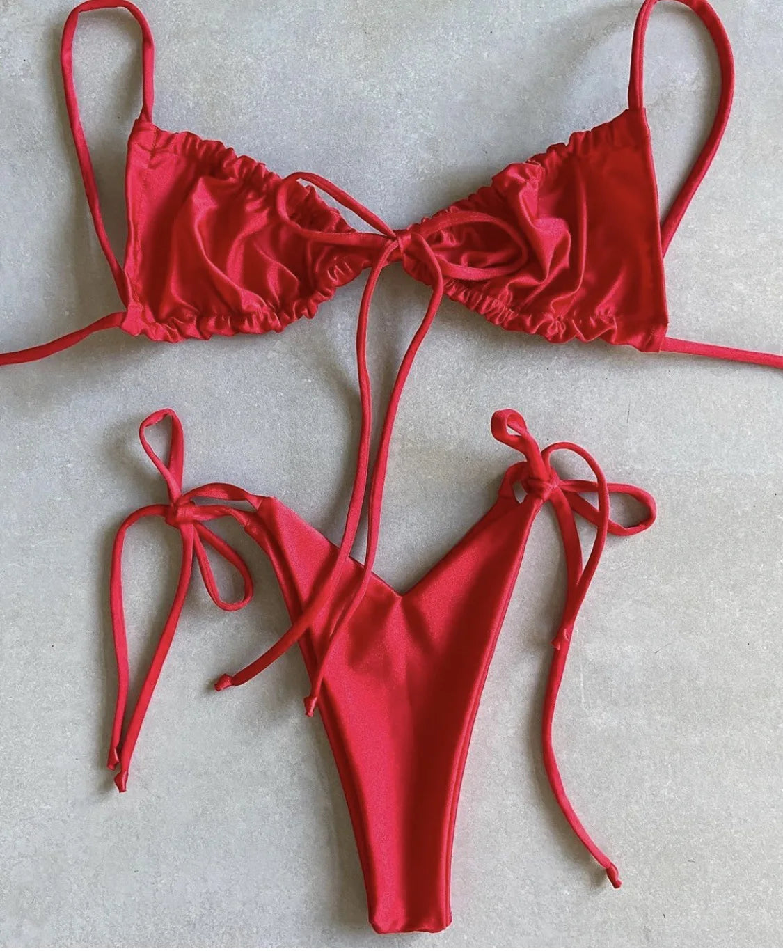 women's swimsuit loop strap bikini double face plain swimsuit sexy bikini swimming pool party essential NEW