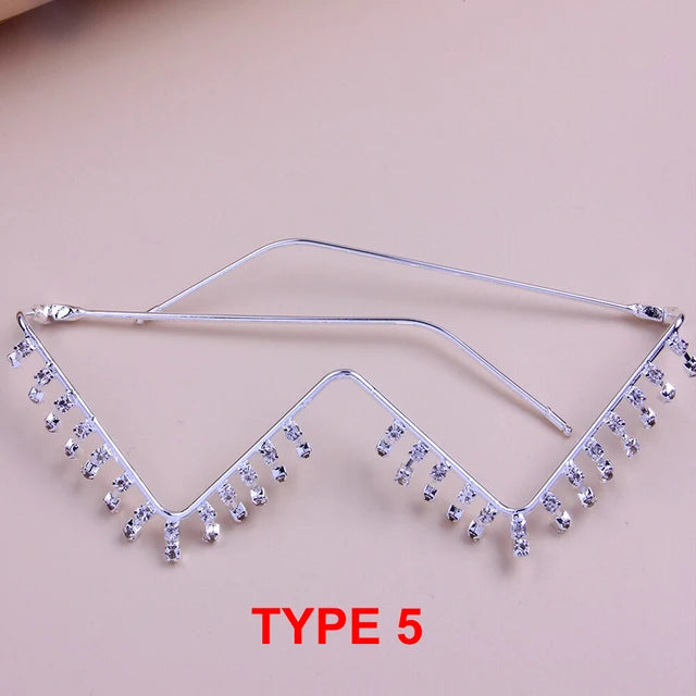 Stonefans Long Fringed Glasses Frame Designer Vintage 2022 Eyeglasses Without Lens for Women Face Decorations Helloween Jewelry
