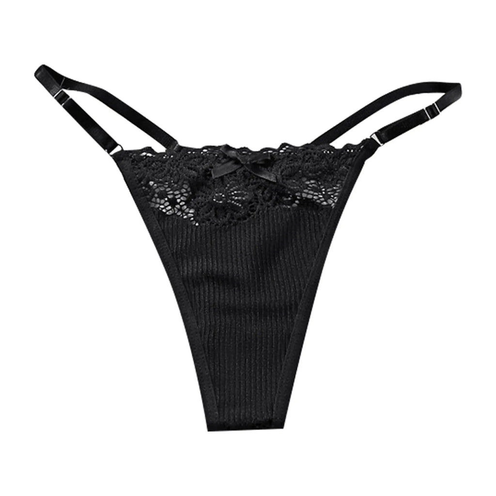 Lace G-String Sexy Lingeries For Women Thin Strappy Floral Hollow Out T-Back Female Temptation Intimates Solid Ribbed Undearwear