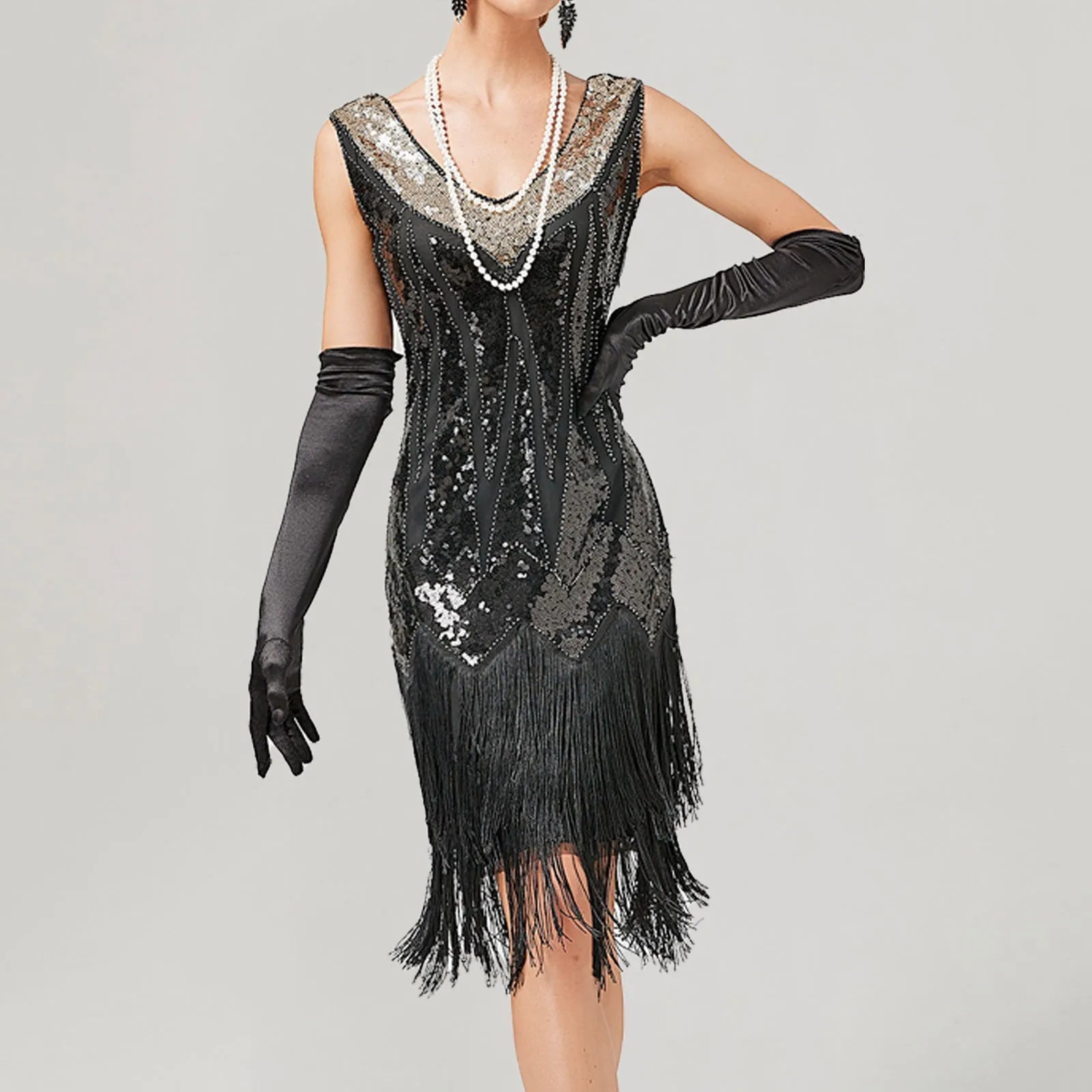 Sequined Fringed Tassels Dresses for Women 2024 Summer Gatsby Vintage Dress Cocktail Prom Party 1920s 30S Flapper Dress Vestidos