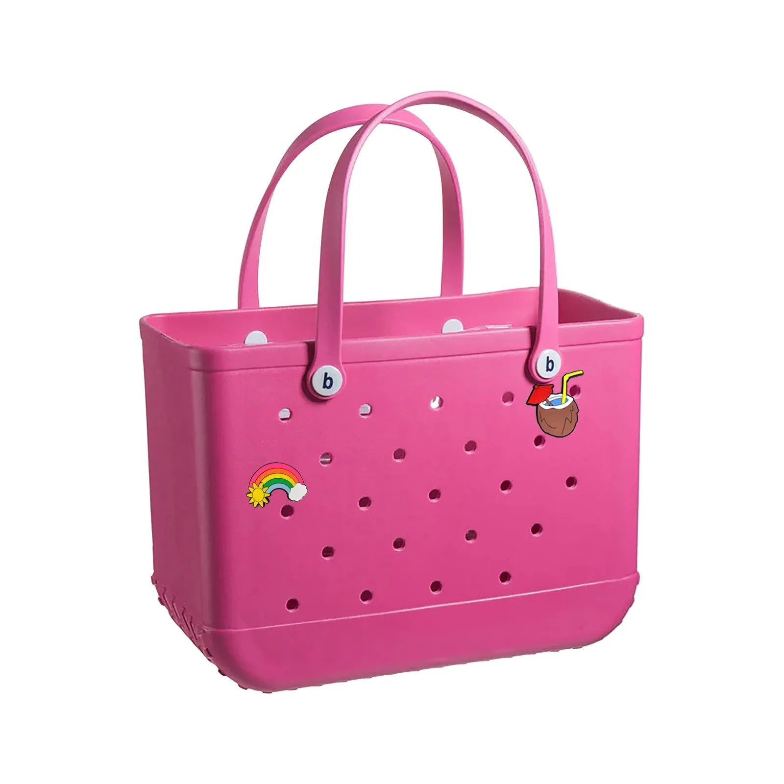 38x13x32cm Beach Bogg Bag Tote Silicone Basket Waterproof Mini Jelly Handbag Picnic Basket Multi-Purpose Croc Handbag Beach Bags