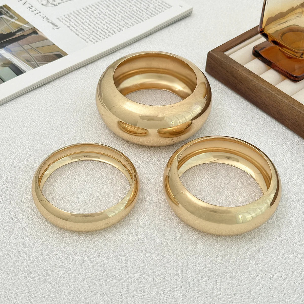 Exaggerated Big Punk Smooth Metal Wide Spring Bangles for Women Vintage Gold Color Arm Chunky Braceles Grunge Jewelry Steampunk