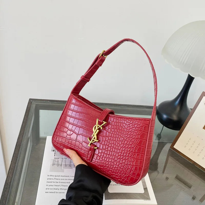 2025 Popular Fashion Stone Pattern Stick Bag Women's Fashion Trend Pu Handbag Casual Single Shoulder Underarm Bag