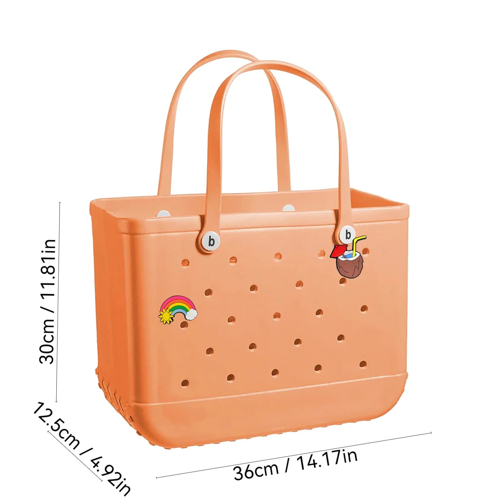 38x13x32cm Beach Bogg Bag Tote Silicone Basket Waterproof Mini Jelly Handbag Picnic Basket Multi-Purpose Croc Handbag Beach Bags