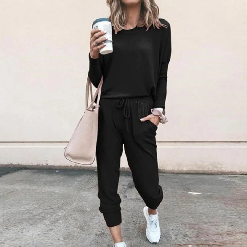 Women Tracksuit 2024 Spring Autumn Casual Solid Color Long Sleeve Loose Hoodies Female Fashion Oversize Sportswear Two Piece Set