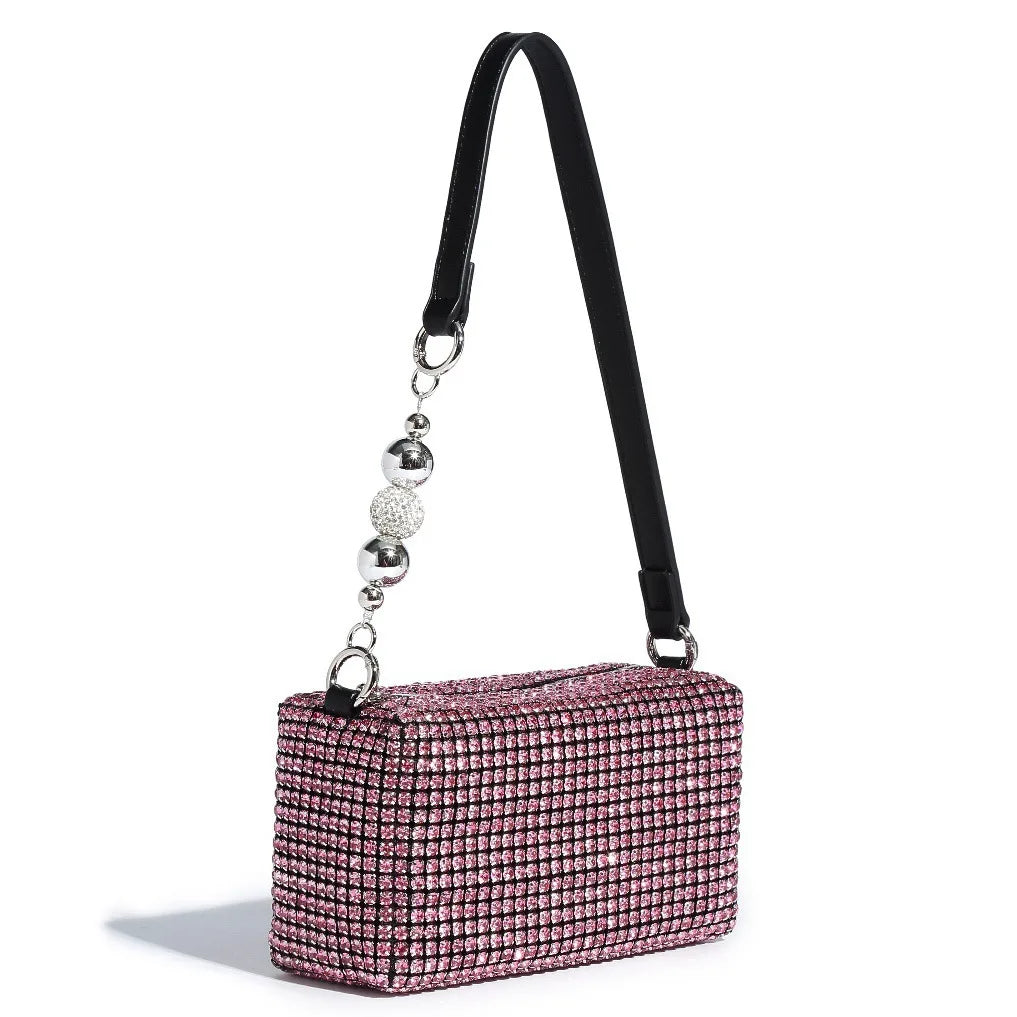 2025 Luxury Rhinestone Pearl Evening Bag for Women | Sparkly Stage Performance Purse | Elegant Dinner Party Clutch Crossbody Bag