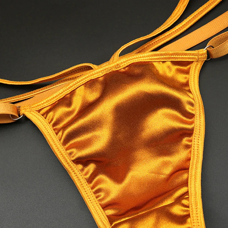 Women's panties Sexy Double Thin Low Waist Women's Thong Shiny G-string Breathable Comfortable T-Back Lingerie Ladies Intimate F