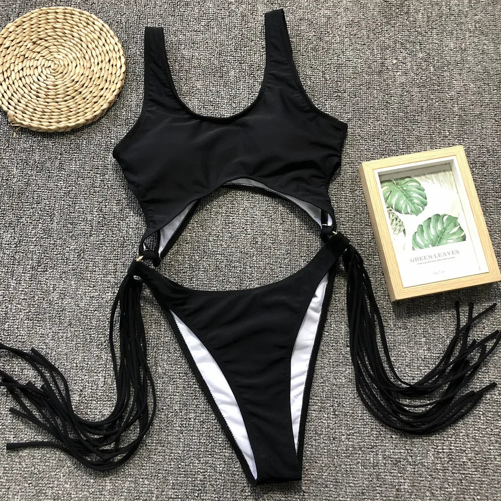 Sexy Hollow Out One Piece Swimsuit Leopard Brazilian Swimwear Hot Push Up Beachwear High Cut Monokini Bodysuits Swim