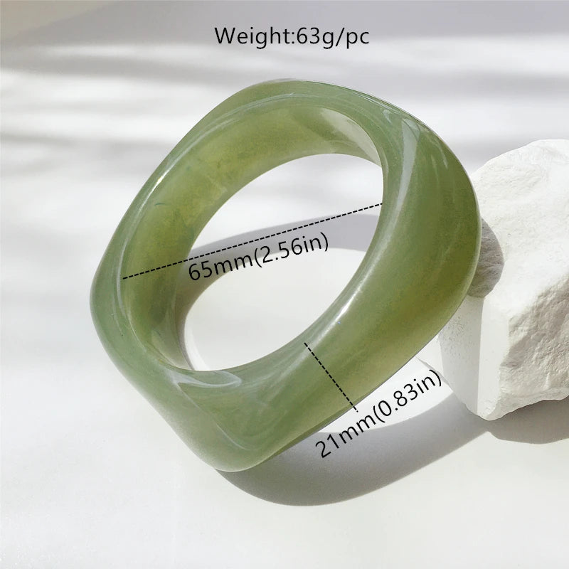 UJBOX Wholesale 63/65mm Size Irregular Square Acrylic Bangle Bracelet for Women Vintage Wedding Party Jewelry Waterproof