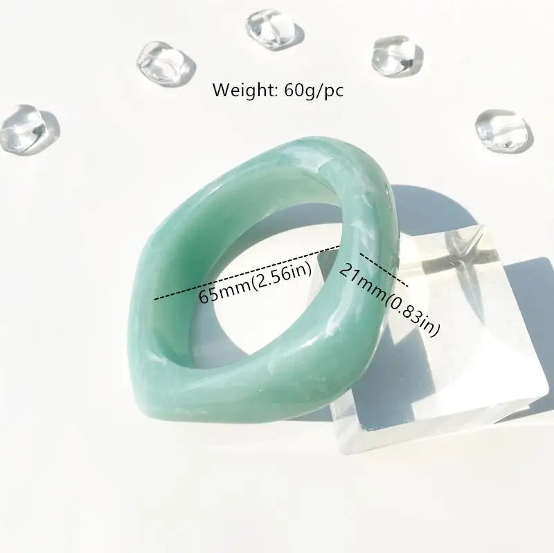 UJBOX Wholesale 63/65mm Size Irregular Square Acrylic Bangle Bracelet for Women Vintage Wedding Party Jewelry Waterproof