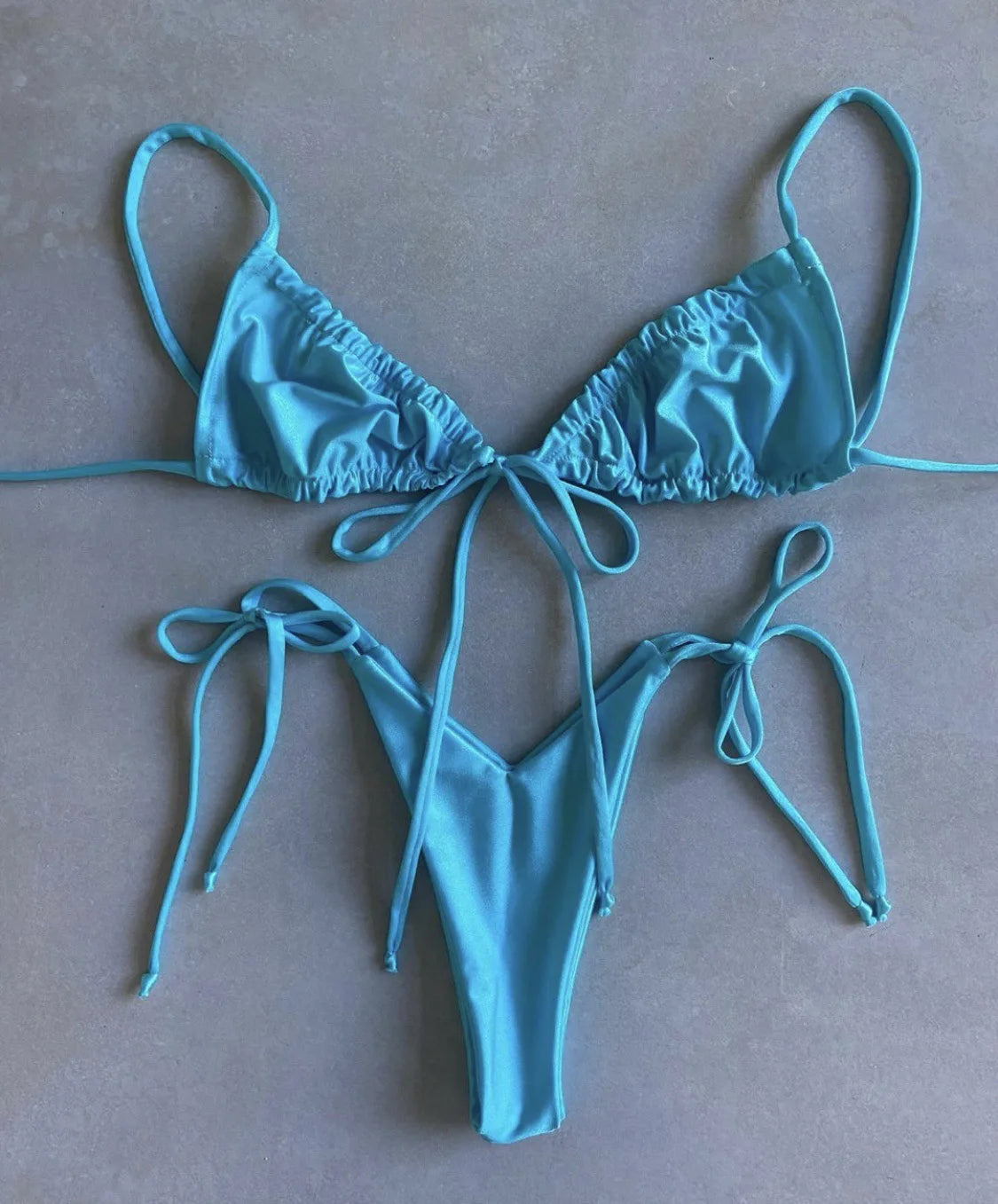 women's swimsuit loop strap bikini double face plain swimsuit sexy bikini swimming pool party essential NEW