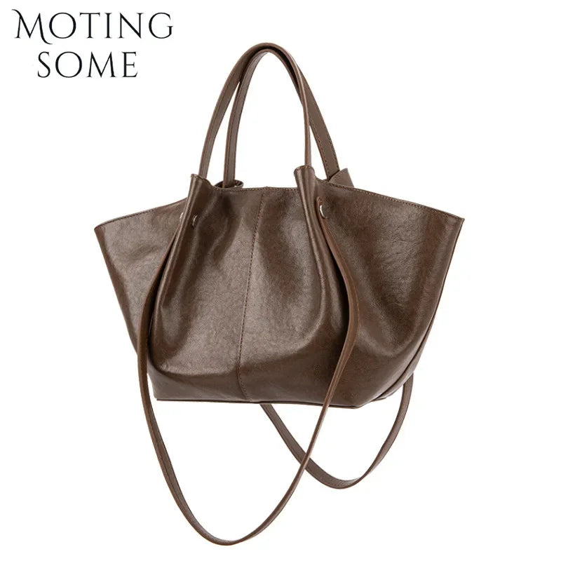 Motingsome Top Qualuty Shoulder Bag Woman Tote Crossbody First Layer Real Plant-tanned Leather Cowhide Wing Shape Mini Handbag