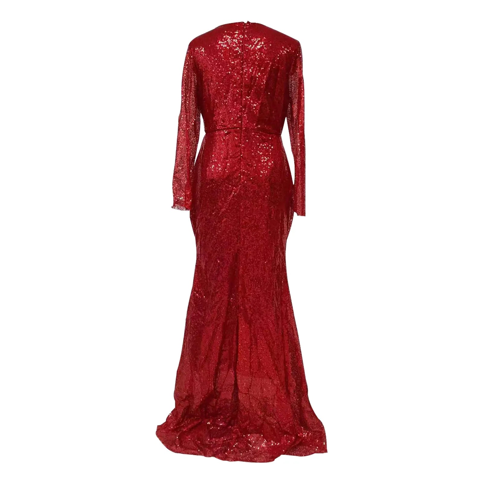 Red Elegant Fishtail Long Dresses for Women Warp V Neck Sequin Wedding Evening Dresses Female Formal Bodycon Vestidos de Fiesta